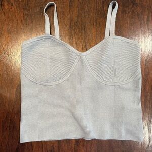 NWT Madewell Corset-Detail Crop Sweater Tank NL178 Blue Ribbed Knit Bustier Top